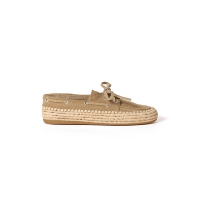 MIU MIU SUEDE AND RAFFIA BOAT SHOES 5D378E